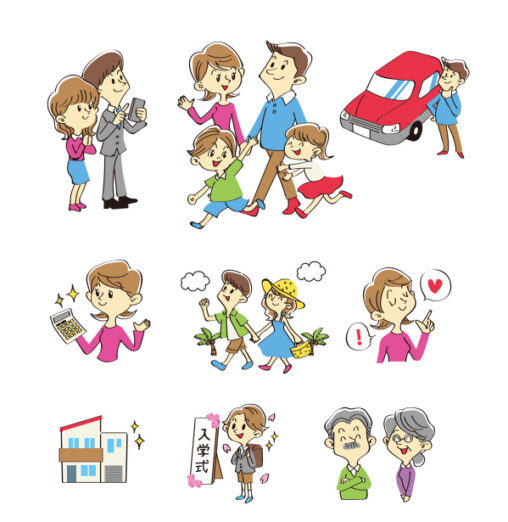 キャンペーン用チラシイラストカット9点